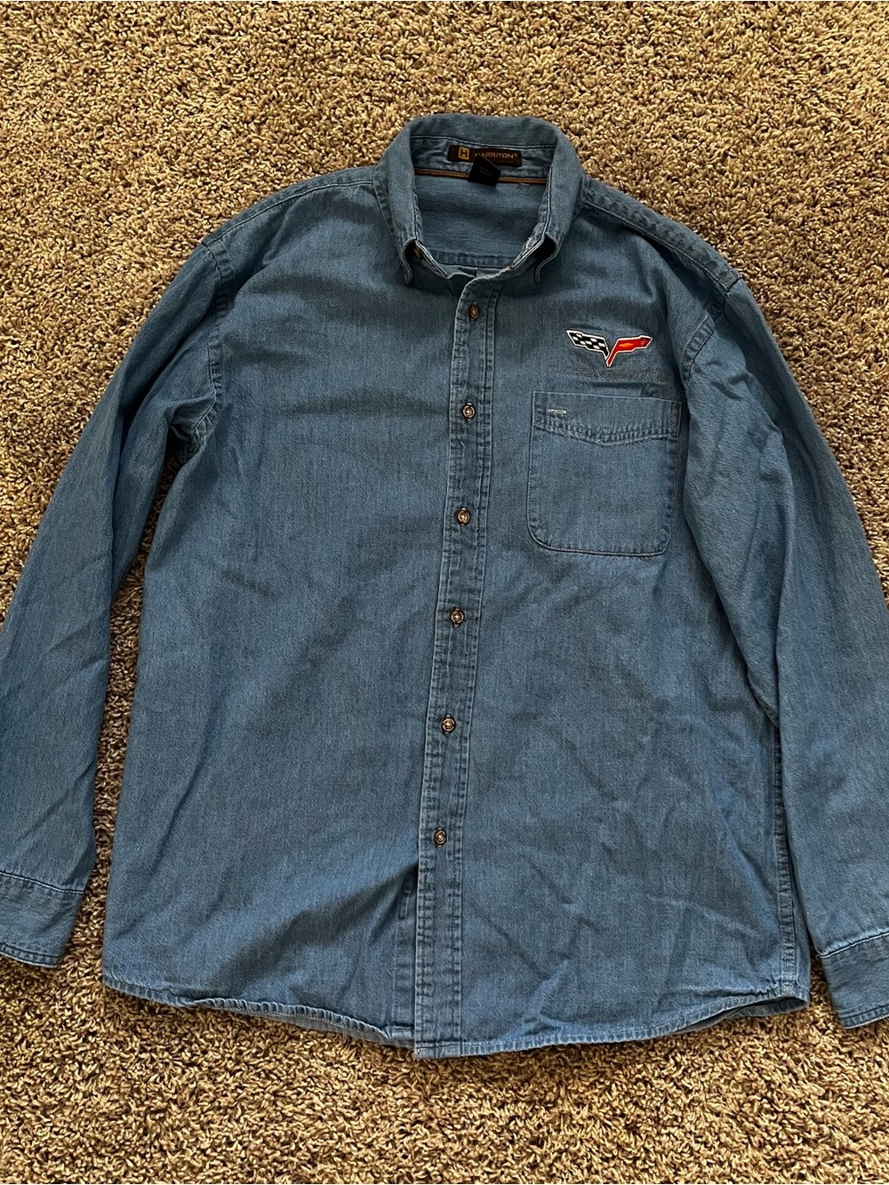 Men's Long-Sleeve Corvette Denim Button-Down Shirt - Blue